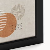 Close-up of an abstract strokes and lines design in vibrant colors, showcasing unique texture and detail in framed canvas wall art suitable for modern decor.