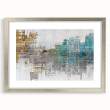 Abstract wall art showcasing a vibrant collection of strokes and lines in various colors, presented in a silver frame with a mat, ideal for modern decor.
