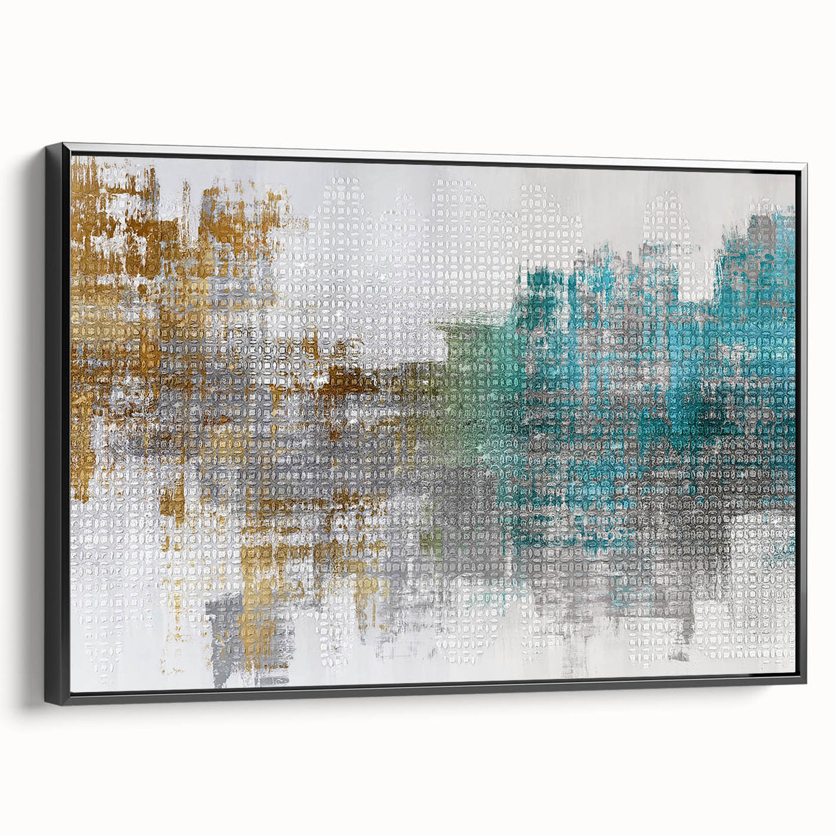 Framed canvas wall art showcasing an abstract strokes and lines design in black, emphasizing modern decor style with elegant side view.