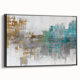 Framed canvas wall art showcasing an abstract strokes and lines design in black, emphasizing modern decor style with elegant side view.