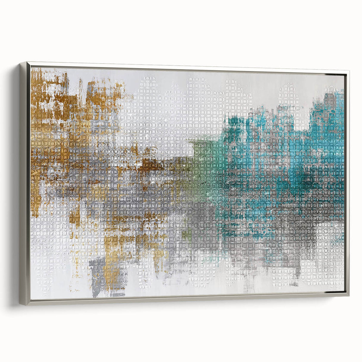 Framed abstract wall art showcasing dynamic strokes and lines in silver tones, enhancing modern decor with a sophisticated touch.