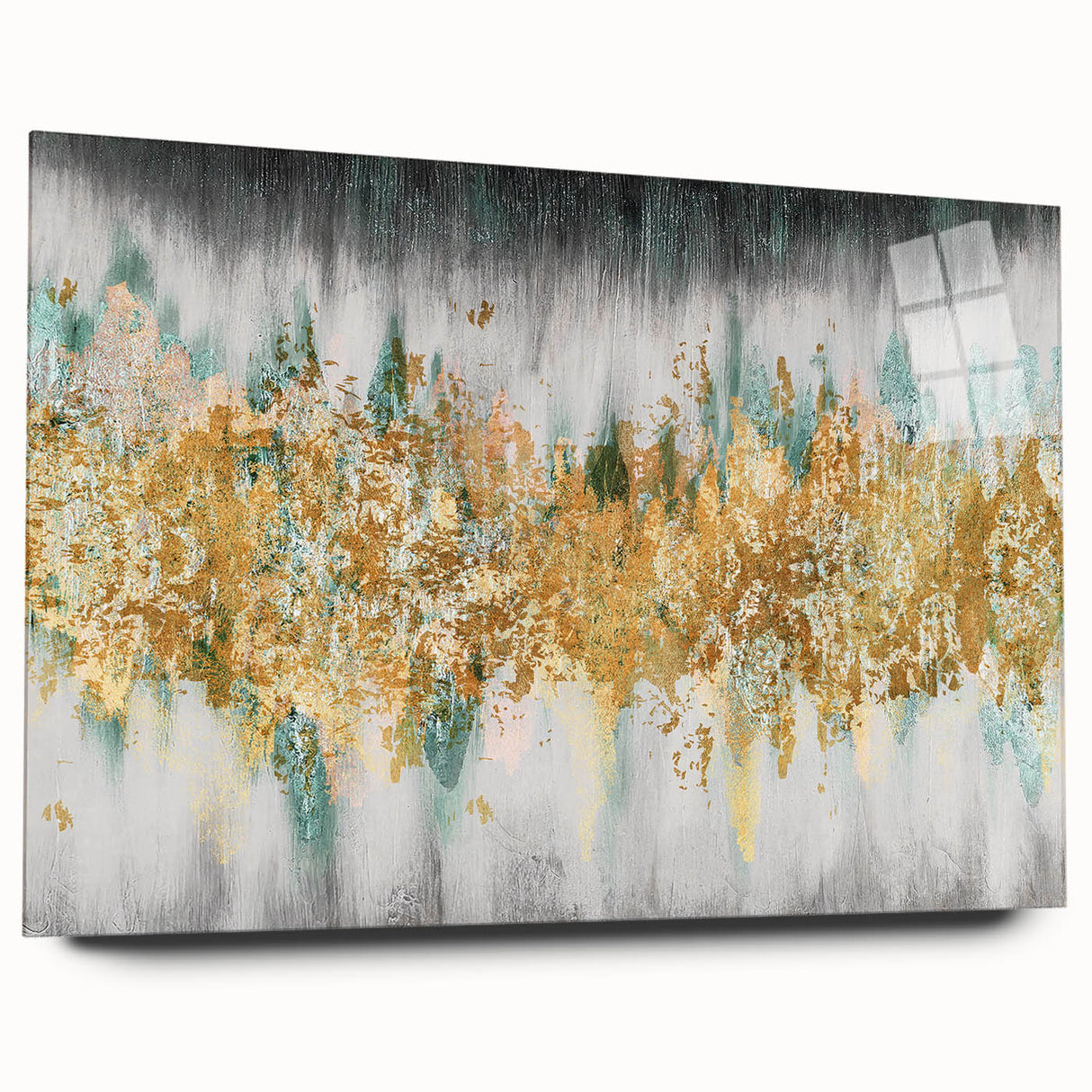 Abstract wall art featuring colorful strokes and lines in a modern acrylic glass frame, showcasing a vibrant and dynamic design ideal for contemporary decor.