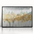 Framed wall art featuring an abstract design of colorful strokes and lines in a sleek black frame, perfect for modern home decor.