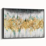 Framed canvas wall art featuring an abstract design of colorful strokes and lines in vibrant hues, set against a black background for a modern aesthetic.