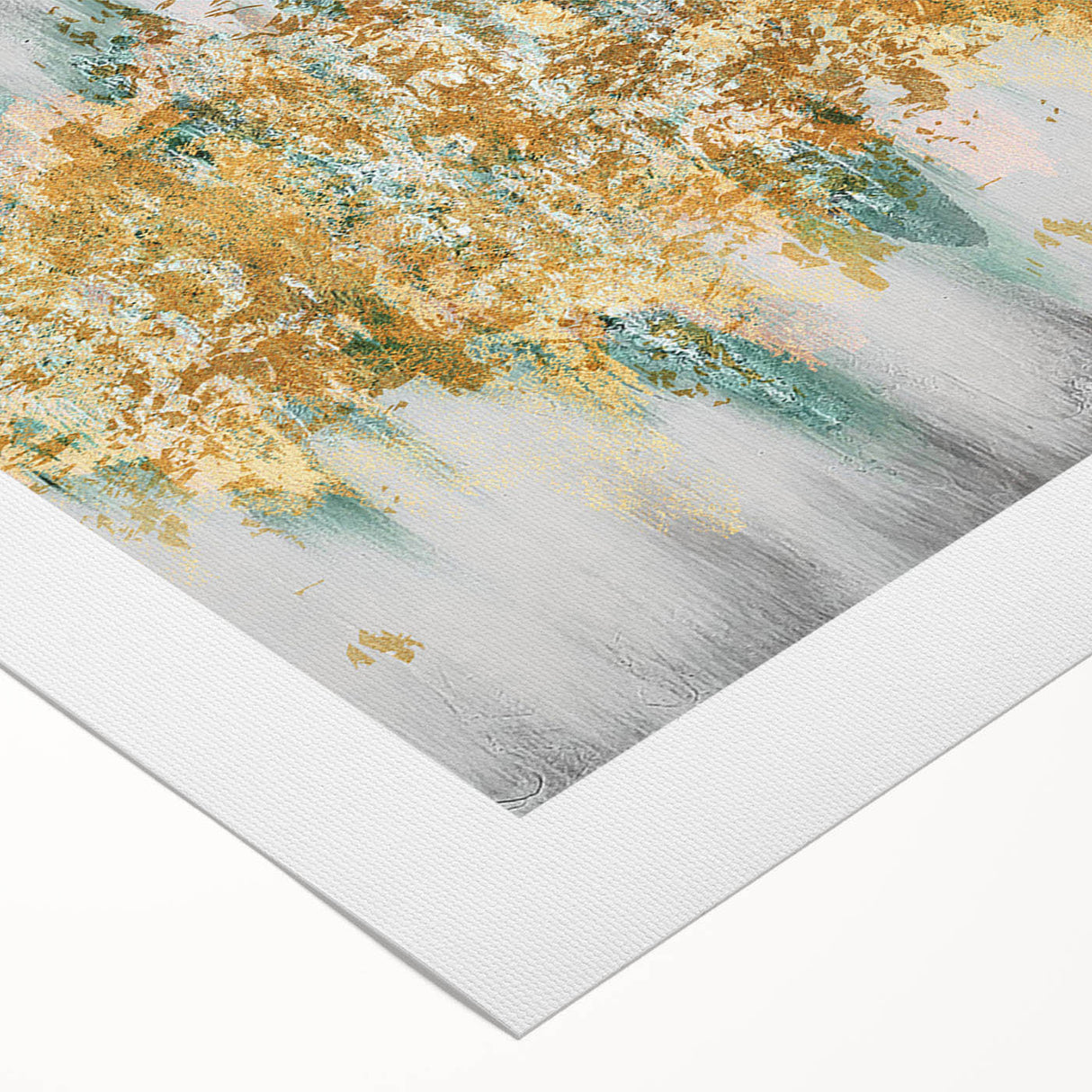 Abstract wall art design featuring vibrant strokes and lines in shades of blue, yellow, and pink, printed on rolled canvas for easy display.