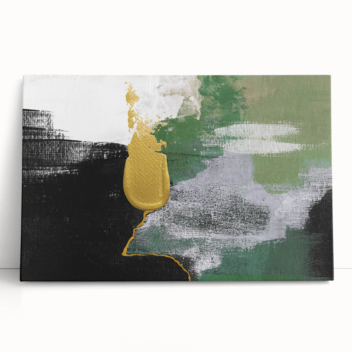Abstract wall art featuring colorful strokes and lines on stretched canvas, adding a modern touch to home decor with vibrant hues of blue, orange, and yellow.