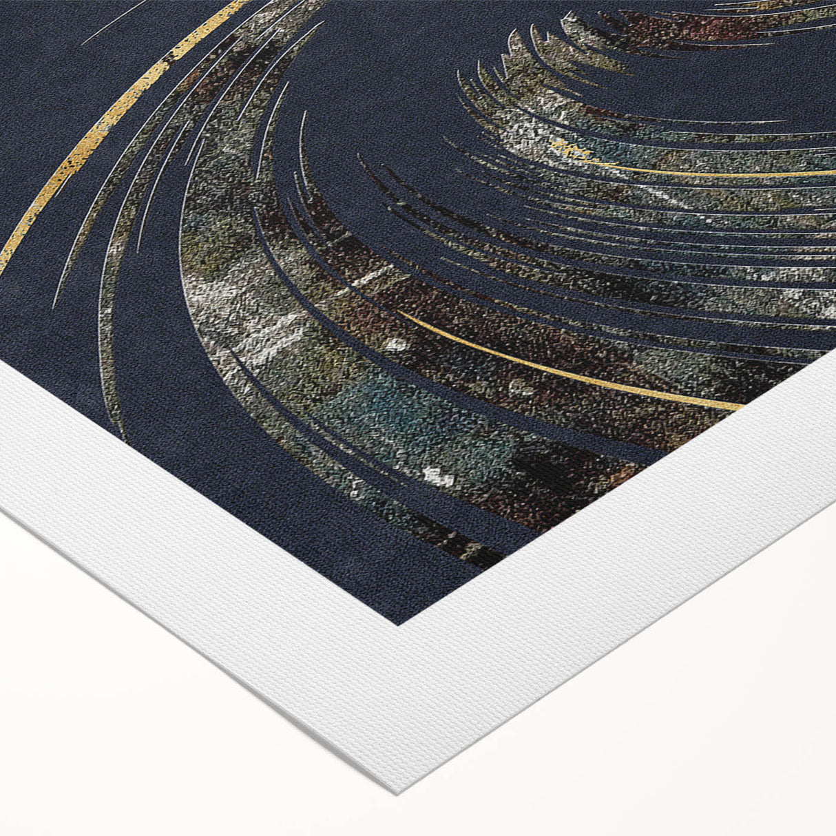 Abstract wall art featuring bold strokes and flowing lines in vibrant colors, designed for modern decor, showcasing artistic expression on rolled canvas.