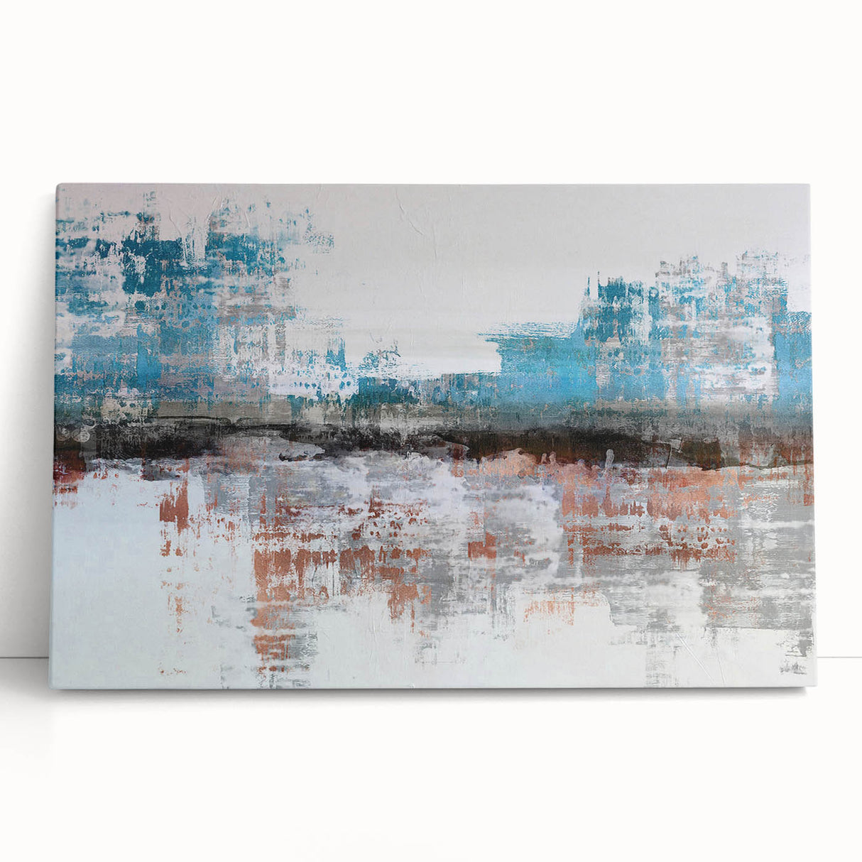 Abstract strokes and lines design wall art on stretched canvas, showcasing vibrant colors and modern aesthetic, perfect for contemporary decor.