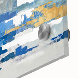 Close-up of abstract wall art design showcasing vibrant strokes and lines in a mix of colors, creating a modern aesthetic perfect for home decor.