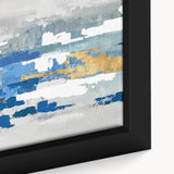 Close-up of an abstract strokes and lines wall art design on framed canvas, showcasing vibrant colors and dynamic textures that enhance modern decor.