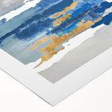 Abstract wall art design showcasing colorful strokes and lines on a rolled canvas, perfect for modern home decor or office spaces.