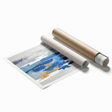 Abstract wall art print showcasing vibrant strokes and lines in a fluid design, perfect for modern decor, rolled for easy framing.