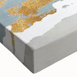 Close-up of an abstract wall art canvas showcasing vibrant strokes and lines in bold colors, perfect for modern home decoration.