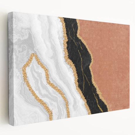 Abstract wall art design showcasing colorful strokes and lines on stretched canvas, presented in a side view with a modern aesthetic.