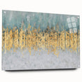 Abstract wall art design showcasing vibrant strokes and lines in a contemporary color palette, displayed in an acrylic glass frame with pins.