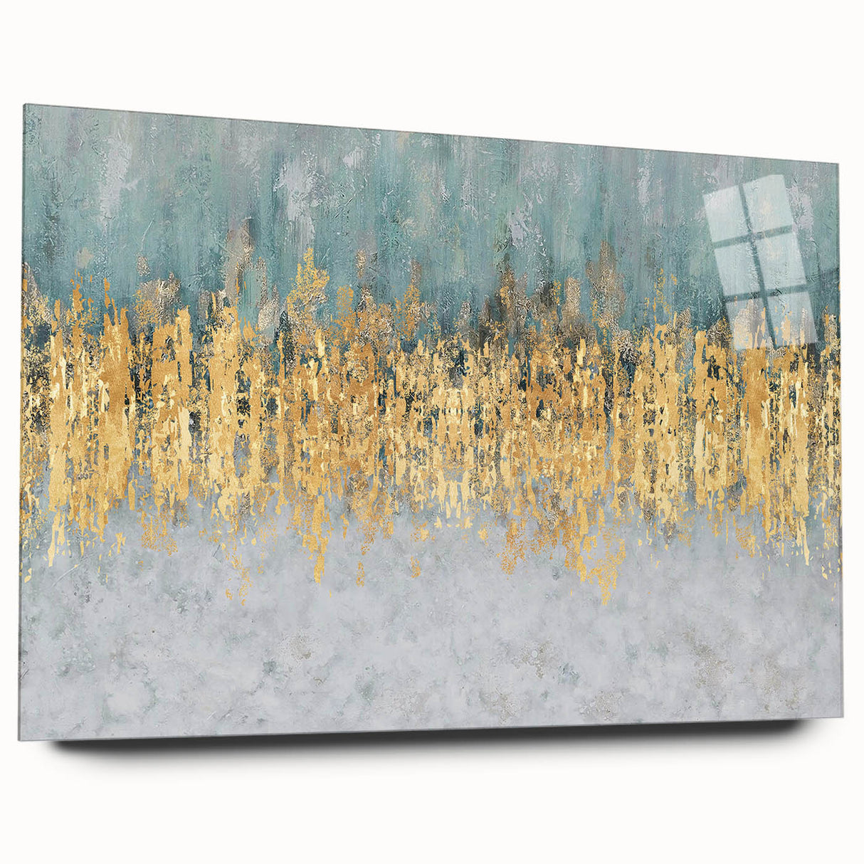 Abstract wall art print showcasing colorful strokes and lines in vibrant hues, displayed in an acrylic frame, enhancing modern decor aesthetics.