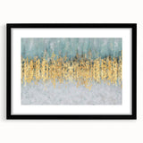 Abstract wall art featuring colorful strokes and lines in a modern design, framed in black with a white mat for a stylish gallery look.
