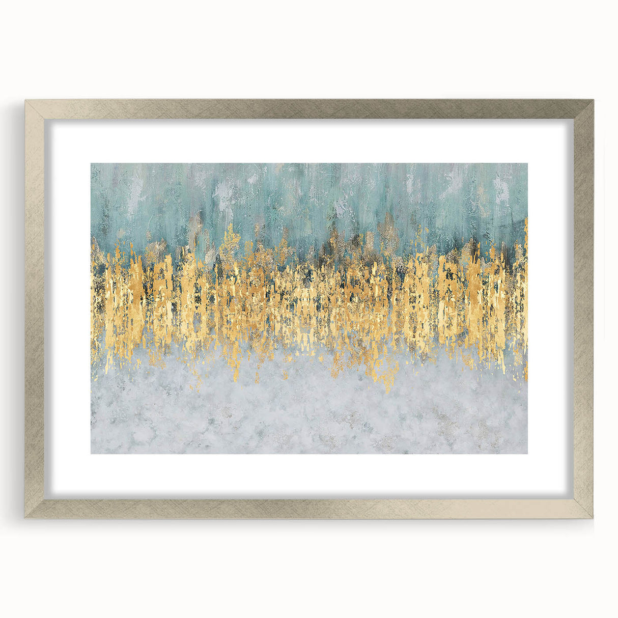 Abstract wall art print showcasing dynamic strokes and lines in soft pastel colors, elegantly framed with a silver mat for a modern decor touch.