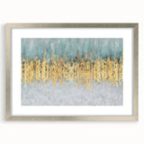 Abstract wall art print showcasing dynamic strokes and lines in soft pastel colors, elegantly framed with a silver mat for a modern decor touch.
