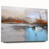 Abstract wall art design featuring vibrant strokes and lines in a contemporary style, displayed in a sleek acrylic frame, showcasing modern aesthetics.