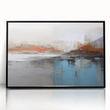 Framed abstract wall art featuring colorful strokes and lines in a sleek black frame, ideal for modern home decor and artistic ambiance.