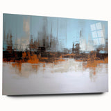 Abstract wall art print showcasing vibrant strokes and lines in bold colors, mounted in acrylic glass for a modern decor touch.