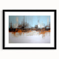 Framed abstract wall art featuring dynamic strokes and lines in black and cream, perfect for modern home decor or office spaces.