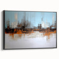 Framed abstract wall art featuring bold strokes and lines in a modern design, presented in a sleek black frame, ideal for contemporary decor.