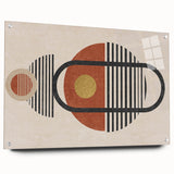 Abstract wall art design featuring vibrant strokes and lines in a contemporary style, displayed with pins on acrylic glass to enhance visual depth.