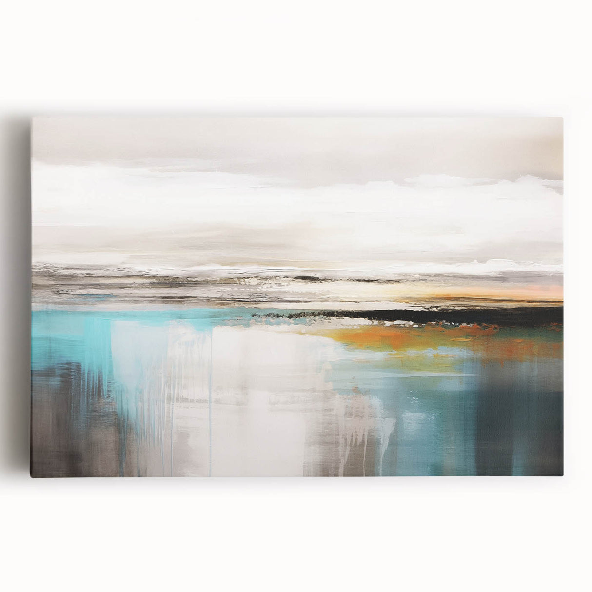 Abstract strokes and lines design on stretched canvas wall art, showcasing vibrant colors and dynamic patterns ideal for modern decor.