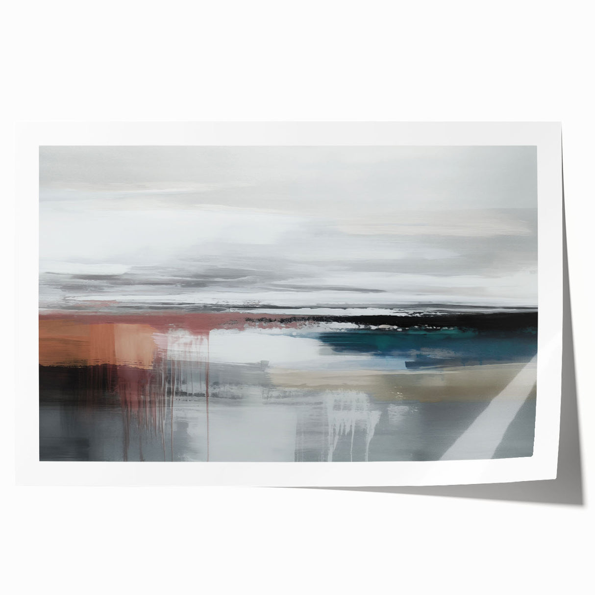 Abstract wall art print showcasing dynamic strokes and lines in vibrant colors, perfect for modern home decor and artistic spaces. The rolled design allows for easy framing and display.