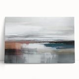 Abstract wall art canvas featuring vibrant strokes and lines in shades of blue, orange, and yellow, ideal for modern home decor and artistic settings.
