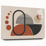 Abstract wall art print featuring colorful strokes and lines in a modern design, presented in a sleek acrylic glass frame with pins.