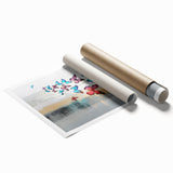 Abstract wall art print featuring dynamic strokes and lines in vibrant colors, ideal for modern interior decor and enhancing artistic spaces.