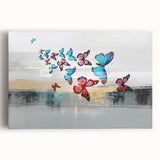 Colorful abstract wall art canvas showcasing dynamic strokes and lines in vibrant hues, perfect for modern home decor or office spaces.