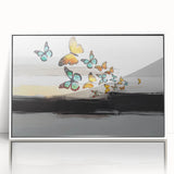 Abstract wall art featuring dynamic strokes and lines in a modern design, framed in white acrylic, perfect for contemporary decor.