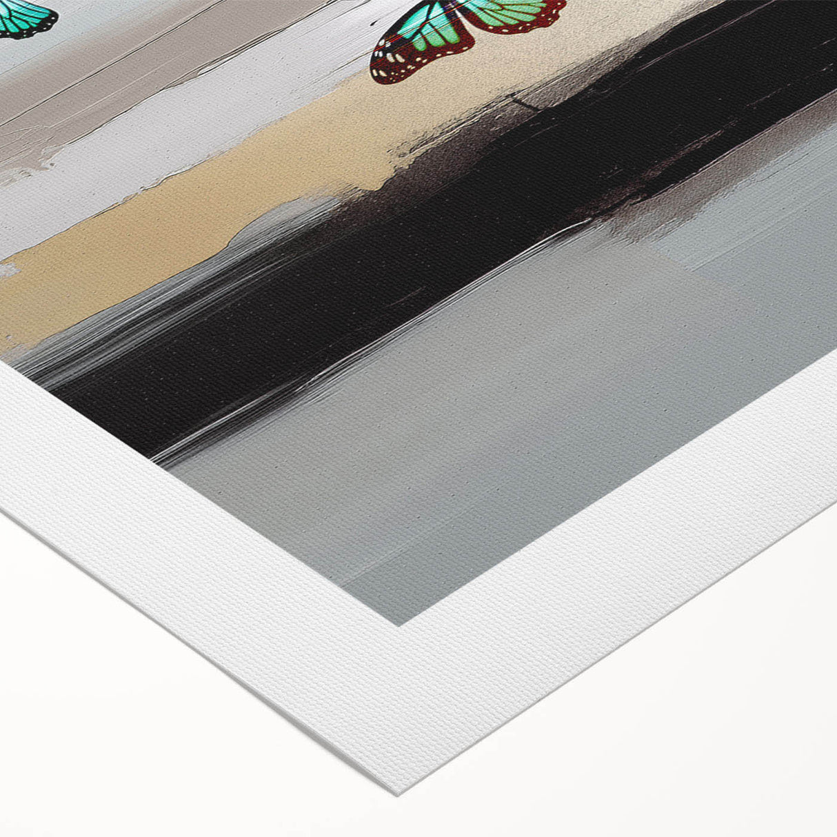 Abstract strokes and lines design wall art on rolled canvas, showcasing vibrant colors and fluid patterns, perfect for modern decor.