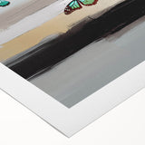 Abstract strokes and lines design wall art on rolled canvas, showcasing vibrant colors and fluid patterns, perfect for modern decor.