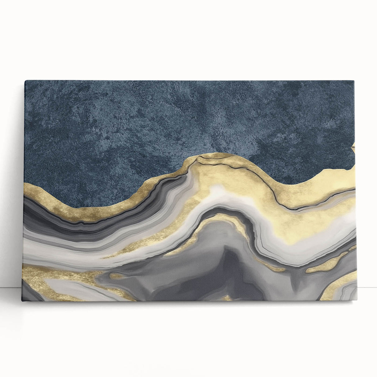 Abstract wall art design showcasing vibrant strokes and lines in bold colors, perfect for modern home decor, displayed on stretched canvas.