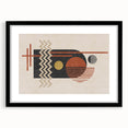 Abstract wall art print showcasing a modern design with colorful strokes and lines in a sleek black frame, ideal for contemporary decor.