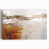 Abstract wall art design showcasing vibrant strokes and lines in rich blue, orange, and yellow colors on stretched canvas, perfect for modern decor.