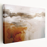 Abstract wall art featuring bold strokes and lines in vibrant colors, presented on a stretched canvas with a depth view, ideal for modern decor.