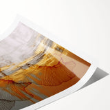 Abstract wall art print showcasing vibrant strokes and lines in bold colors, ideal for modern home decor, rolled for easy framing and display.