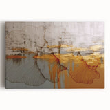 Abstract wall art canvas featuring vibrant strokes and lines in blue, orange, and yellow, ideal for contemporary home decor and artistic inspiration.