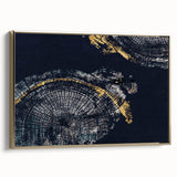 Framed abstract wall art showcasing elegant strokes and lines in gold and neutral tones, adding a modern touch to home decor.