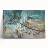 Abstract canvas wall art showcasing vibrant strokes and lines in shades of blue, yellow, and orange, perfect for modern home decor.