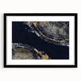 Framed abstract wall art featuring colorful strokes and lines in a modern design, set against a black mat, perfect for contemporary decor.