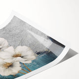 Abstract wall art featuring vibrant strokes and lines in a mix of blue, orange, and yellow, perfect for modern home decor.