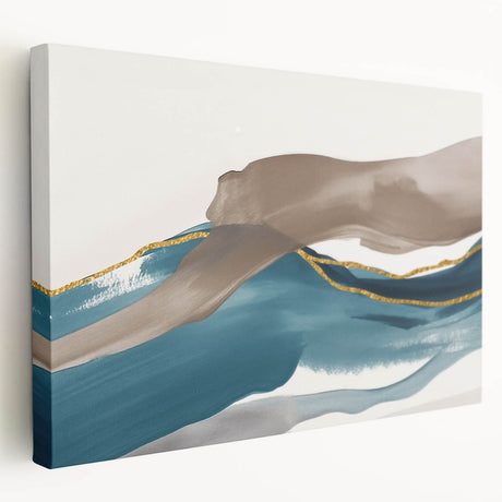 Abstract strokes and lines design on stretched canvas wall art, showcasing vibrant colors and modern aesthetics, ideal for contemporary decor.