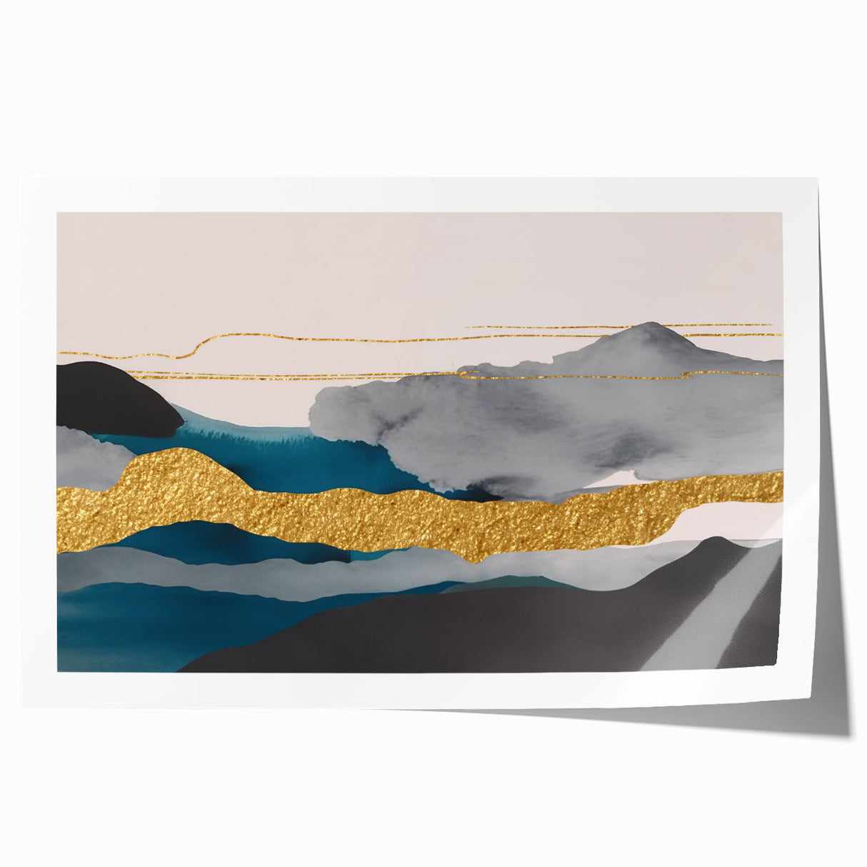 Abstract wall art print featuring colorful strokes and lines in vibrant hues, perfect for modern home decor or office styling.